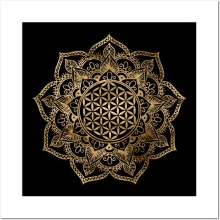 Golden Flower of Life in Lotus Posters and Art